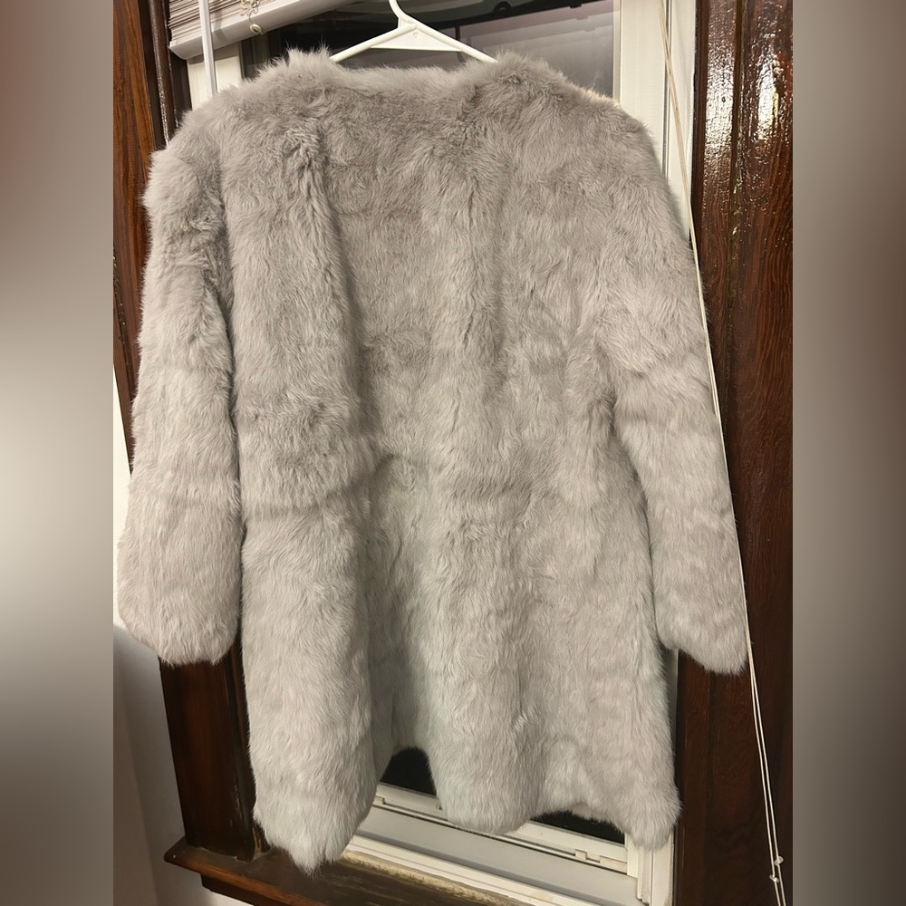 Elegant Gray rabbit Fur Coat